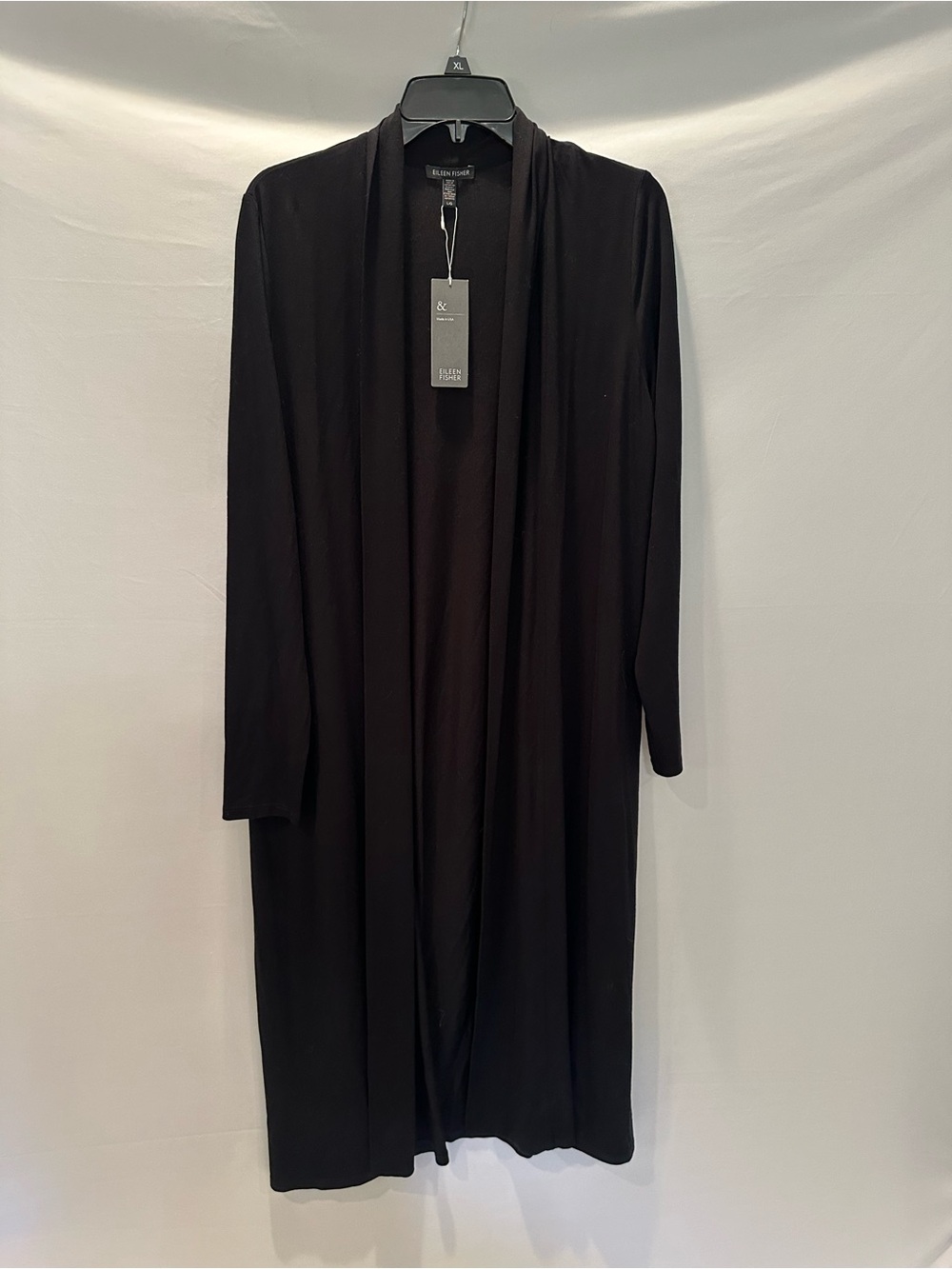 Eileen Fisher Black Draped Open Front Cardigan